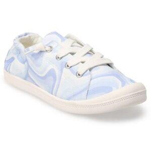 Women's SO® Redwood Memory Foam Slip-on Sneakers/Blue Swirls/Size 8